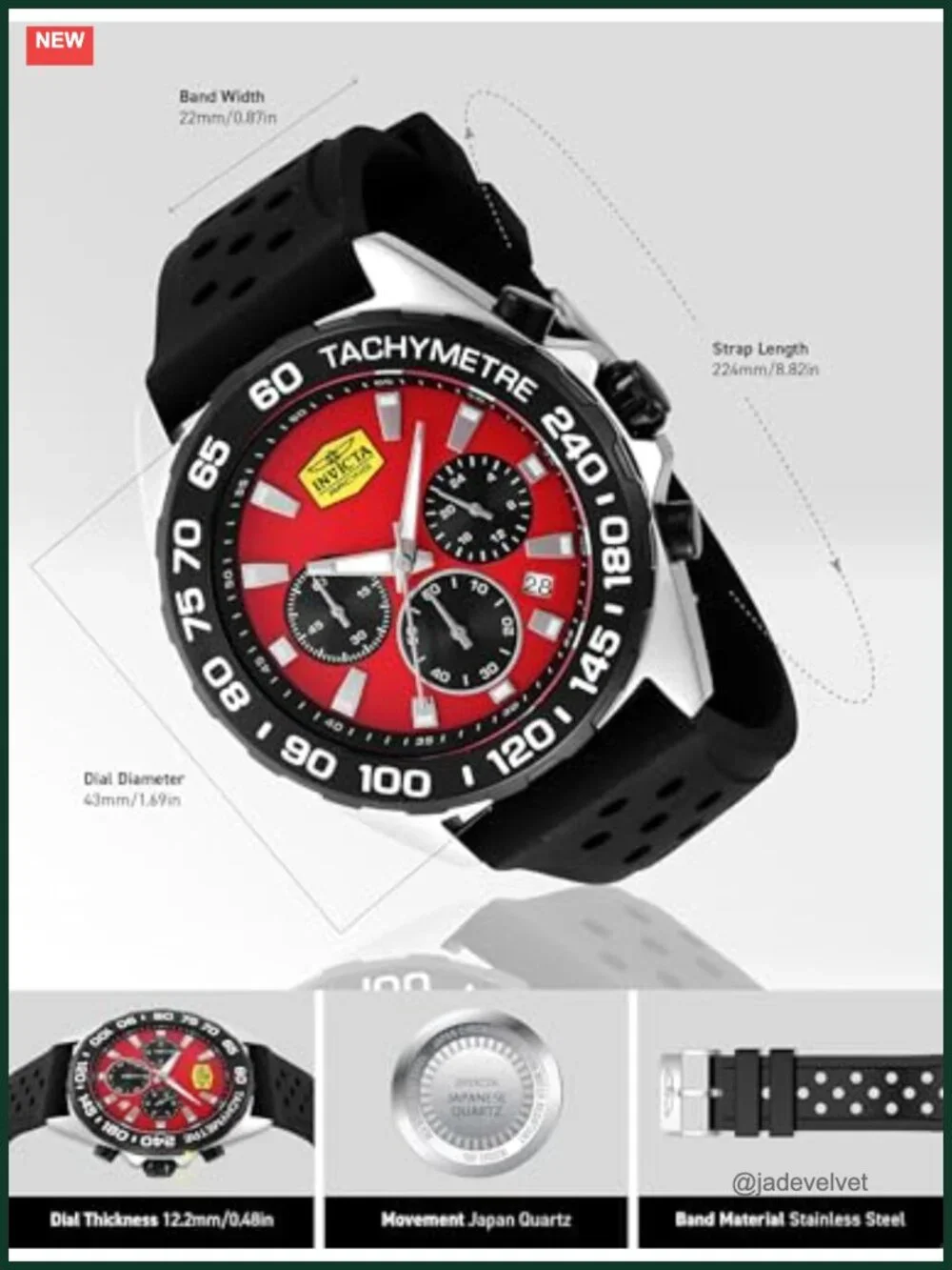 Invicta Racing Chronograph GMT Quartz Analog Watch 43mm